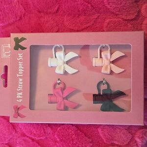 NWT Set Of 4 Bow Straw Toppers
